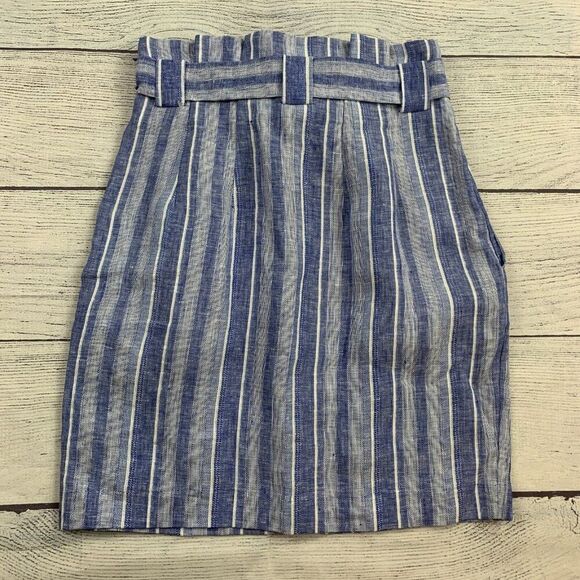 H & M Skirt sz 4 Mini Skirt Wool Blend Blue Striped Length 16.5" New NWT - Picture 4 of 9